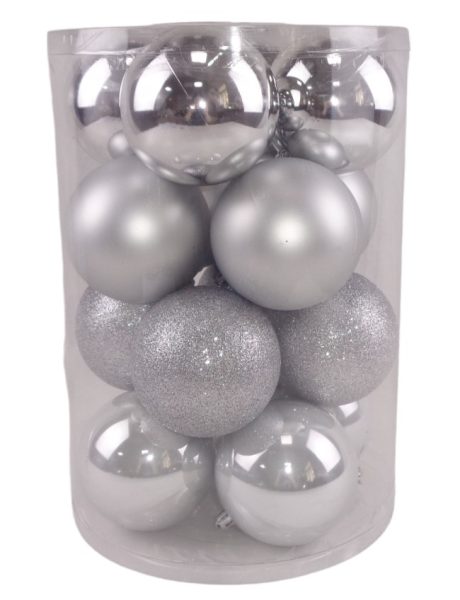 Στολίδι μπάλα σετ 16τμχ. 8εκ. Ασημί